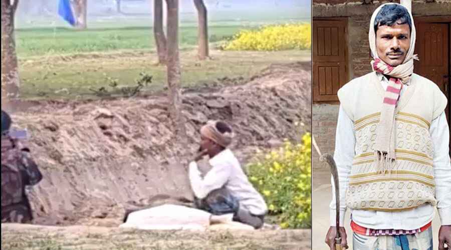সীমান্ত রক্ষায় বিজিবির সাথে কাস্তে হাতে এক কৃষক!