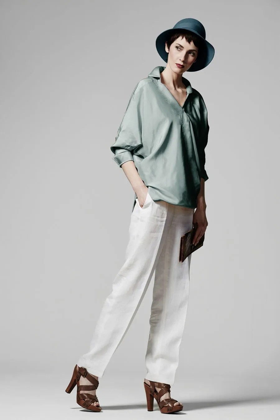 Sensuously Seductive Cara Shirt Sewing Pattern - Classic collar, batwing sleeves, slouched cross-over design. Available in sizes UK4 - 16. Ralph Pink Patterns