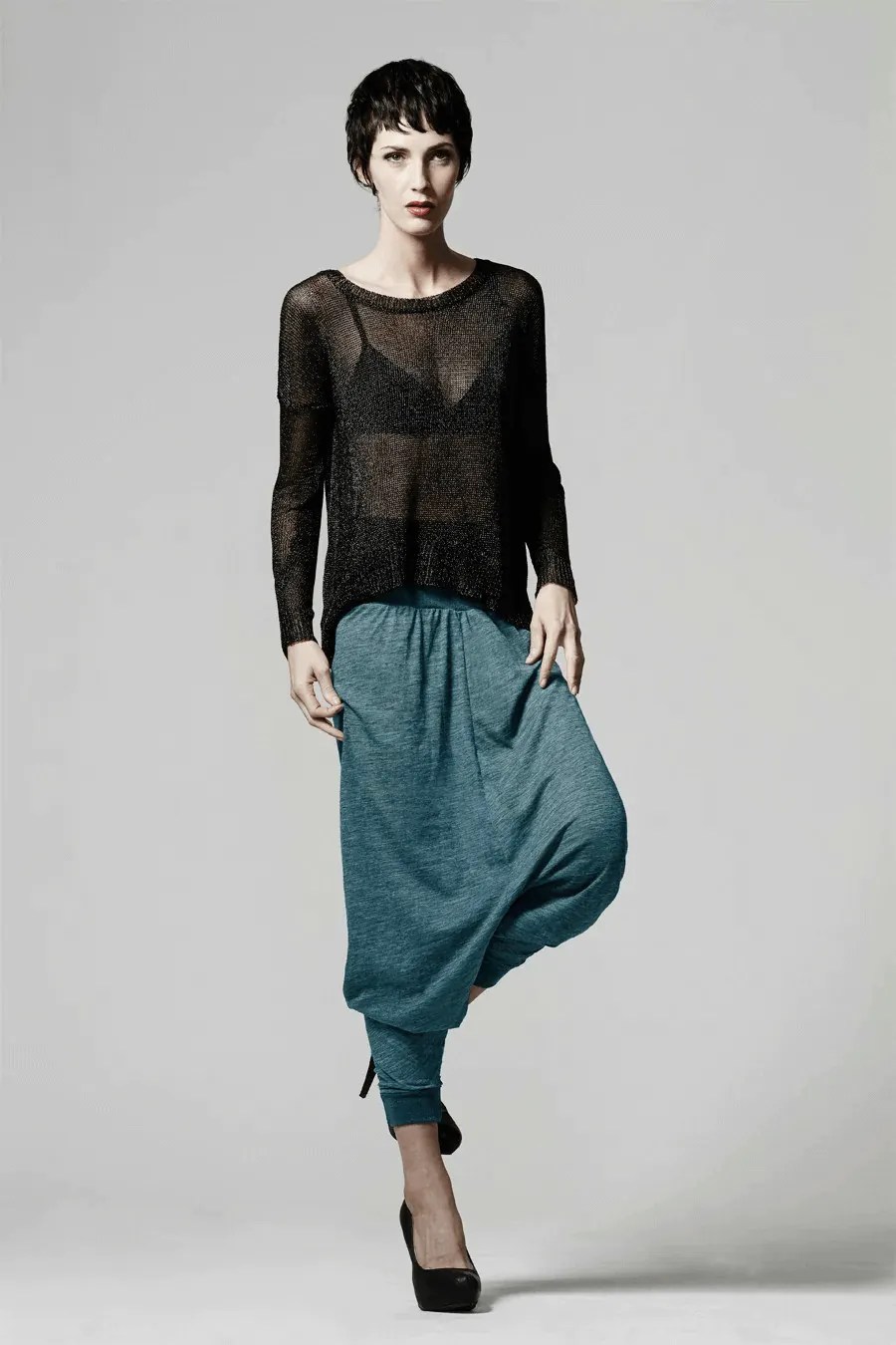 Practically Perfect Ohara Pants Sewing Pattern - Oversized Harem Silhouette, Jersey Rib Waistband. Ralph Pink Patterns.