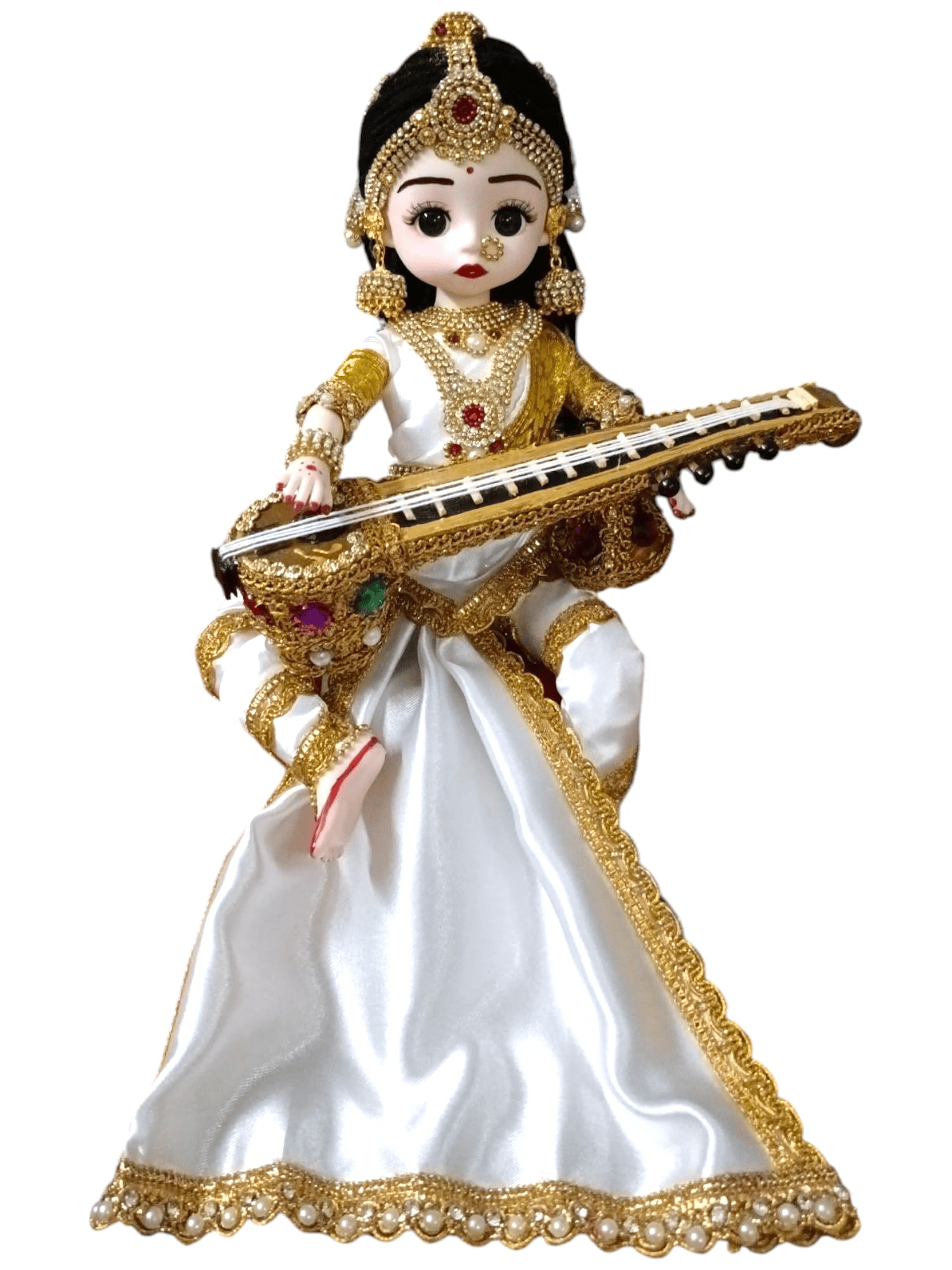 Traditional Tridevi Decorative Doll Set, 30 cm, Handmade Fabric Dolls for Golu, Pooja, Navratri, Set of 3 - Image 5