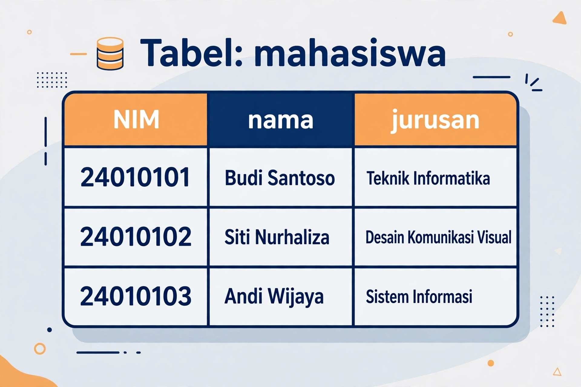 contoh tabel database mysql