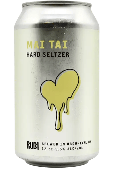 Locally brewed in Brooklyn hard seltzer from The Randolph, Rubi brand white mai tai flavor