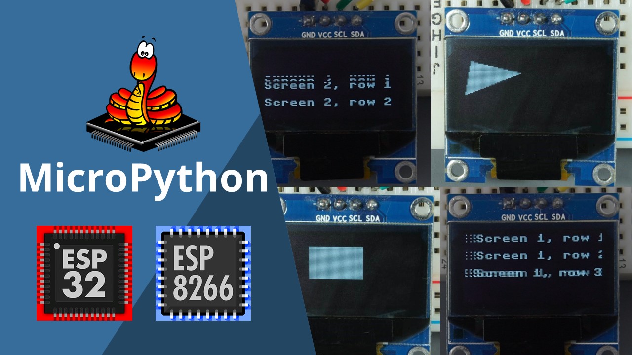 MicroPython: SSD1306 OLED Display Scroll Functions and Draw Shapes ESP32 ESP8266