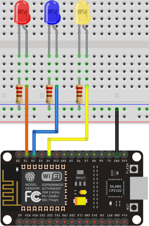 ESP8266 NodeMCU Arduino Outputs Async ESPAsyncWebServer library wiring schematic diagram