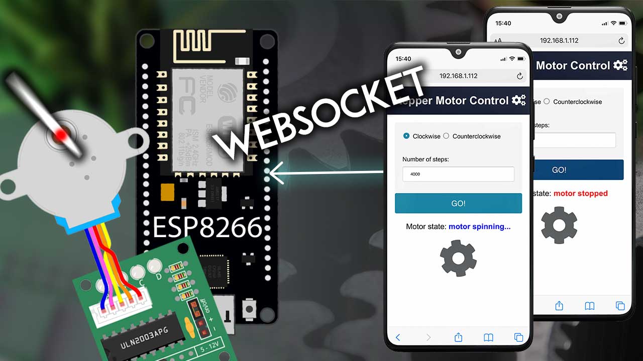 ESP8266 NodeMCU Web Server Control Stepper Motor WebSocket Arduino IDE