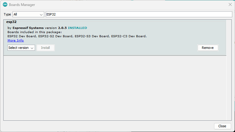 Boards Manager ESP32 Arduino IDE