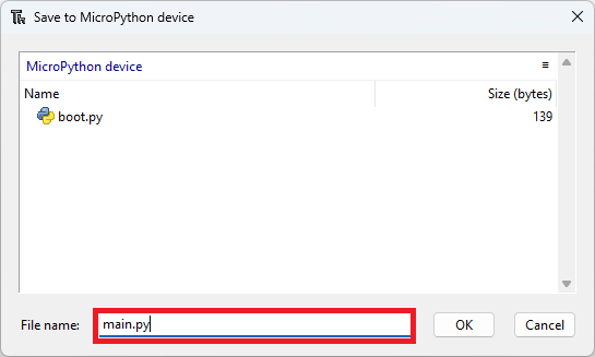 Save main.py to micropython device