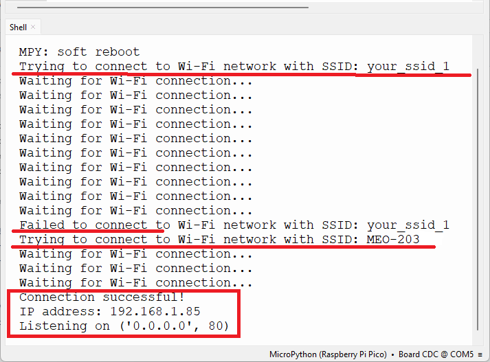 Raspberry Pi Pico Trying to Connect to Different Networks