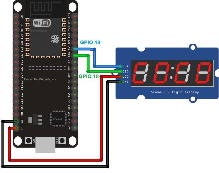TM1637 Display - Wiring to the ESP32