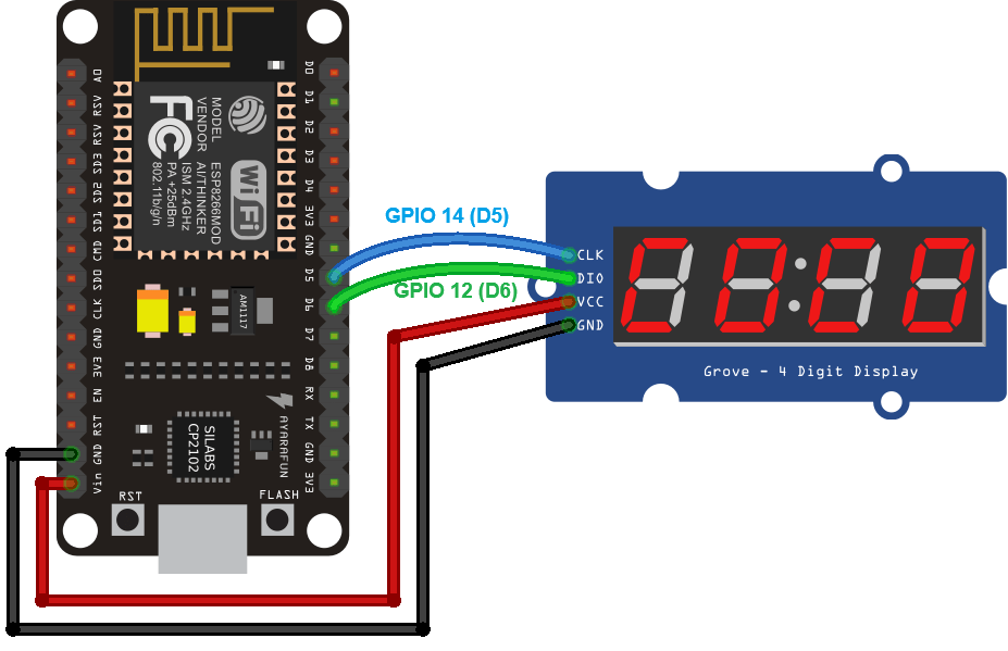 TM1637 Display - Wiring to the ESP8266