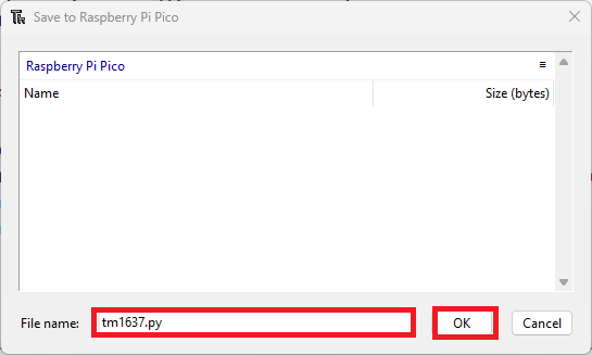 Save TM1637 library to RPi Pico