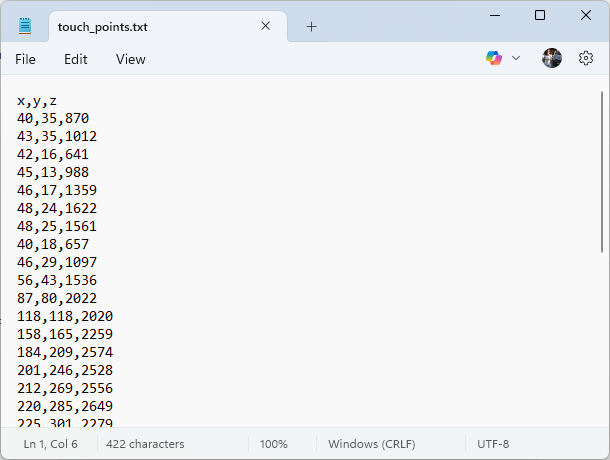 ESP32 CYD board saving touch points on a file