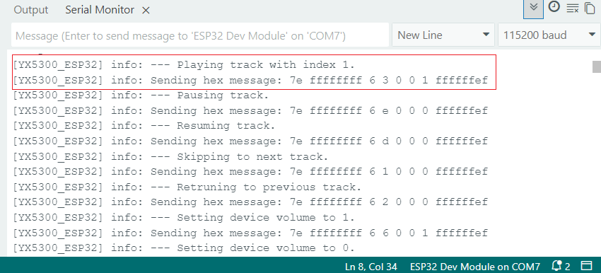 ESP32 YX5300 YX6300 MP3 Player with Button Controls Arduino IDE Serial Monitor Demonstration