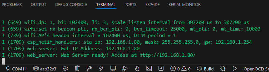 ESP-IDF ESP32 Simple Web Server Terminal Demonstration