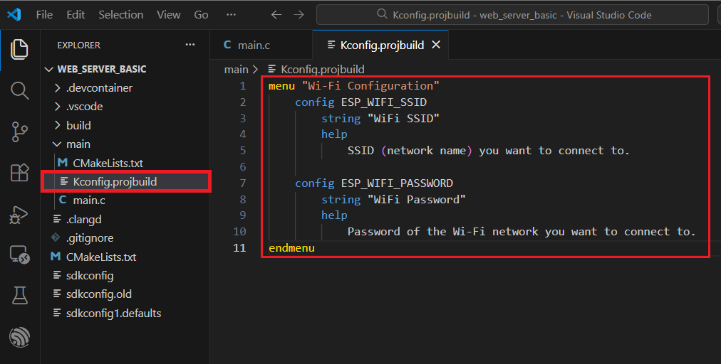 Kconfig projbuild Wi-Fi Configuration File