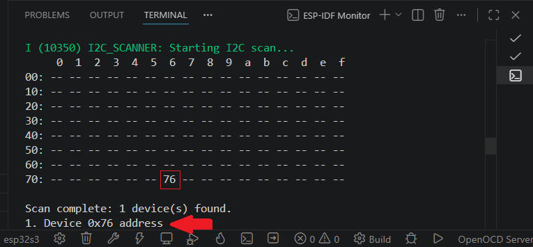 ESP-IDF ESP32 Read I2C Scanner Find I2C Device Address