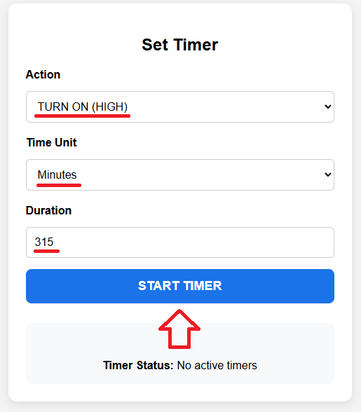 ESP32 Web Server Timer Schedule Arduino IDE Set Timer HTML Web Form