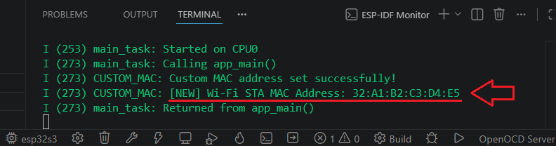 ESP-IDF ESP32 Set Custom MAC Address