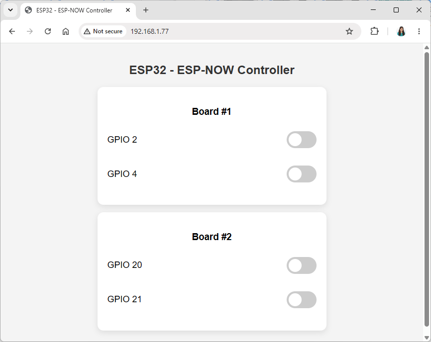 ESP32 ESP-NOW Web Server Control Multiple Boards