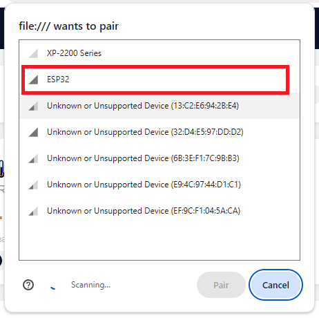 Web BLE App - connect to ESP32