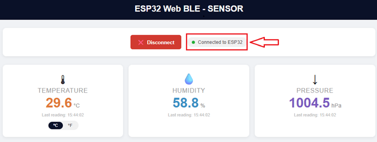 Web BLE App Connected to ESP32