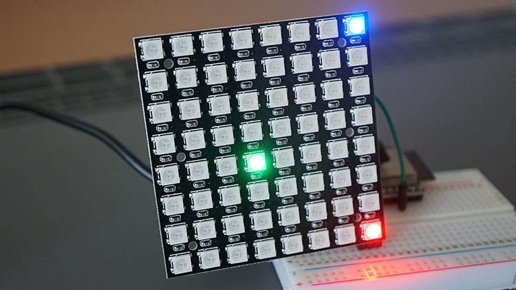 ESP32 64 WS2812B RGB LED 8x8 Matrix Control each LED individually Arduino IDE