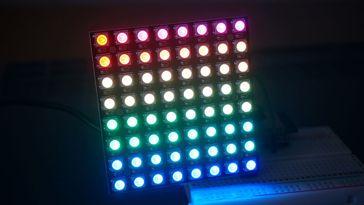 ESP32 64 WS2812B RGB LED 8x8 Matrix Rainbow Effect Arduino IDE