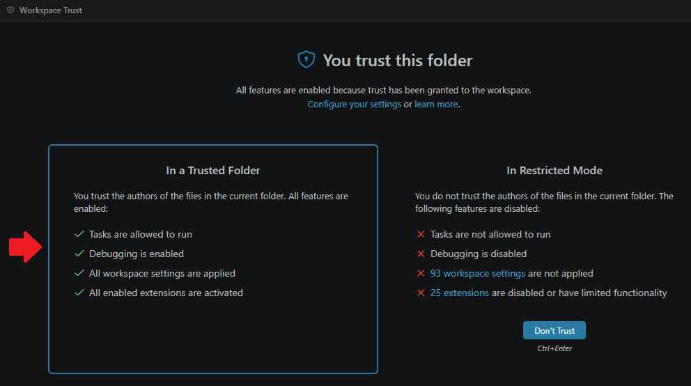VS Code ESP-IDF Set Trusted Folder