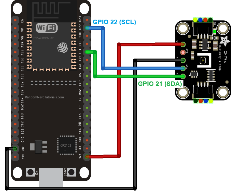 ESP32 Devkit SHT41 Sensor Circuit Wiring Diagram SHT40 SHT45