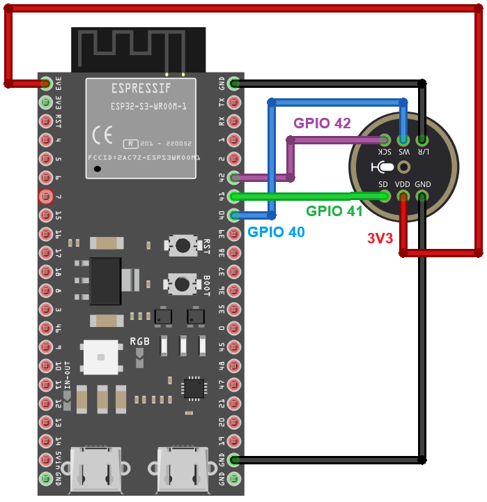 ESP32 S3 Wiring to INMP441 Microphone Module