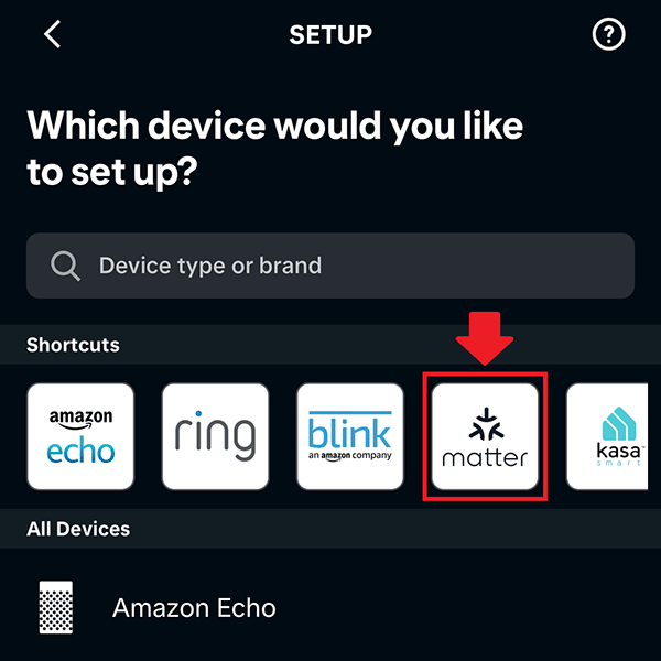 ESP32 Matter Add Device Node Select Matter option