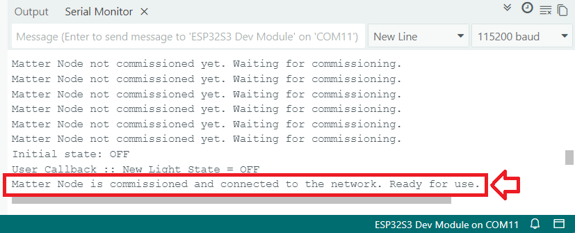 ESP32 Matter Device Connected Alexa Node Comissioned Arduino IDE Serial Monitor