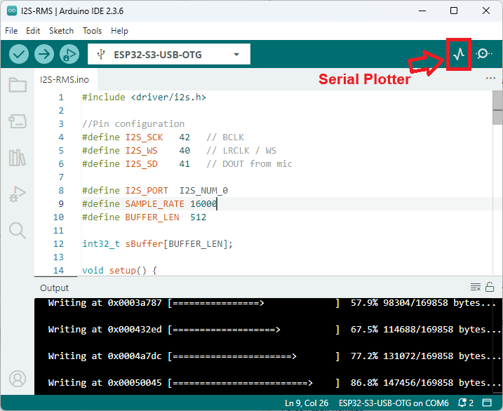 Arduino IDE, open the Serial Plotter