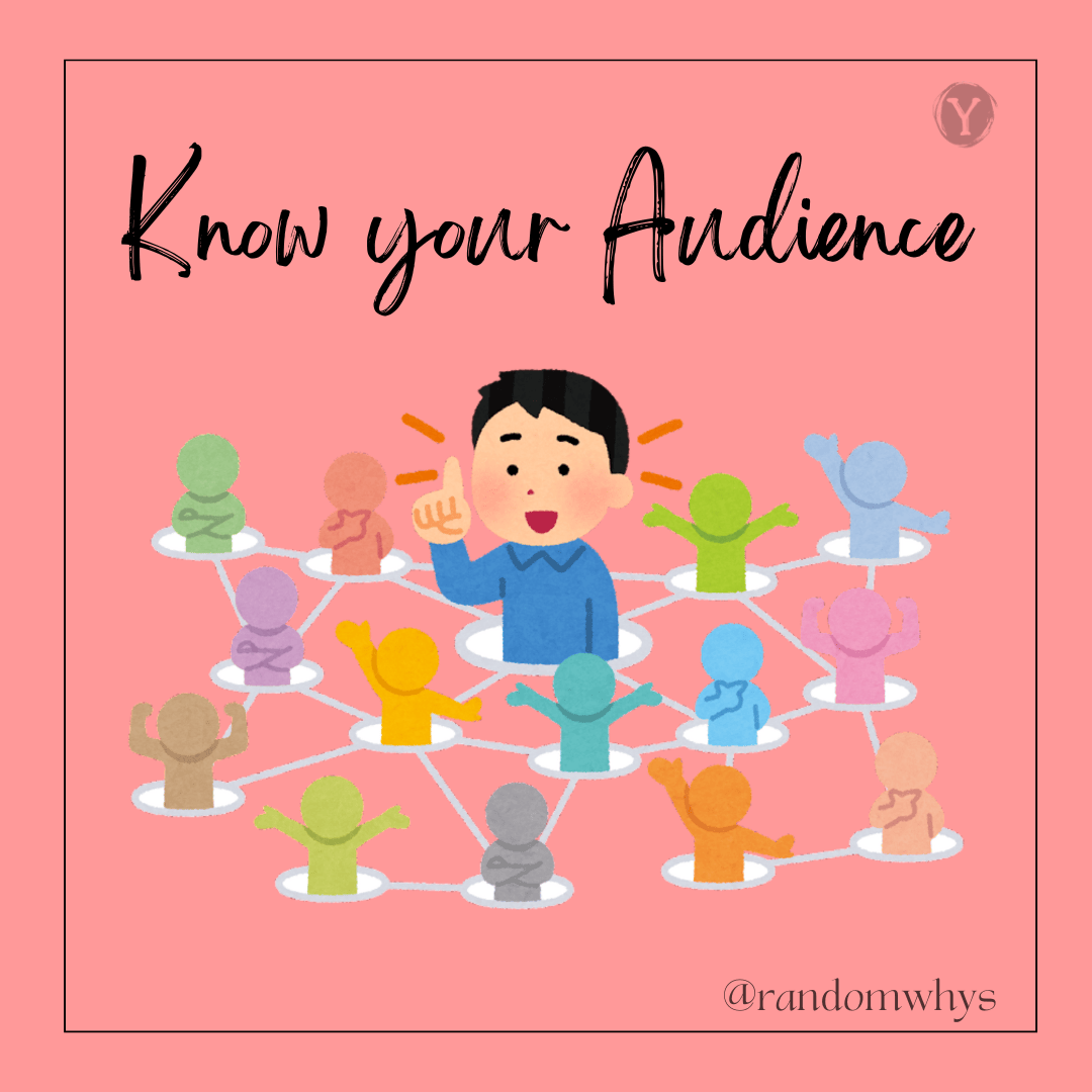 An illustration showing a smiling person surrounded by a network of diverse figures representing different audience segments.
