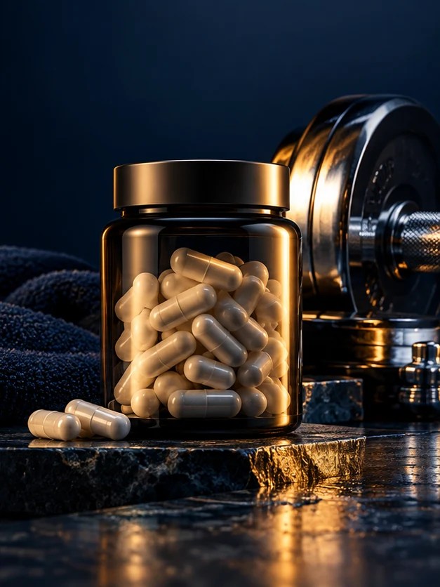 Illustrative carnitine supplement category still life