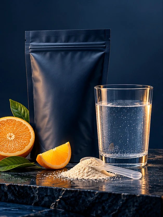 Illustrative hydration powder category still life