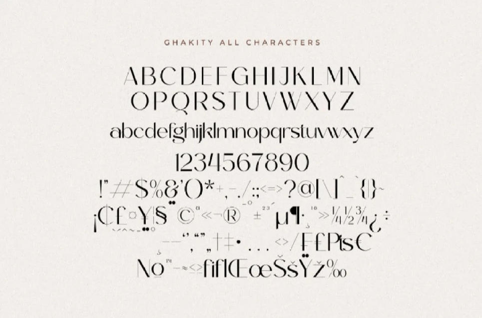 Ghakity Font Characters 
