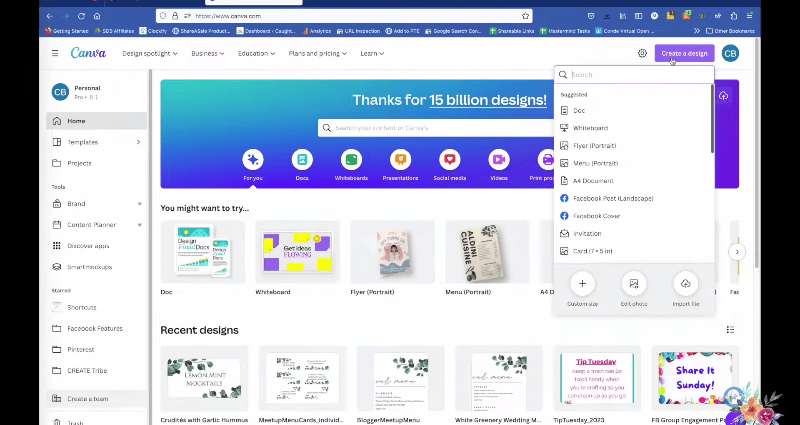 Canva Design Homepage