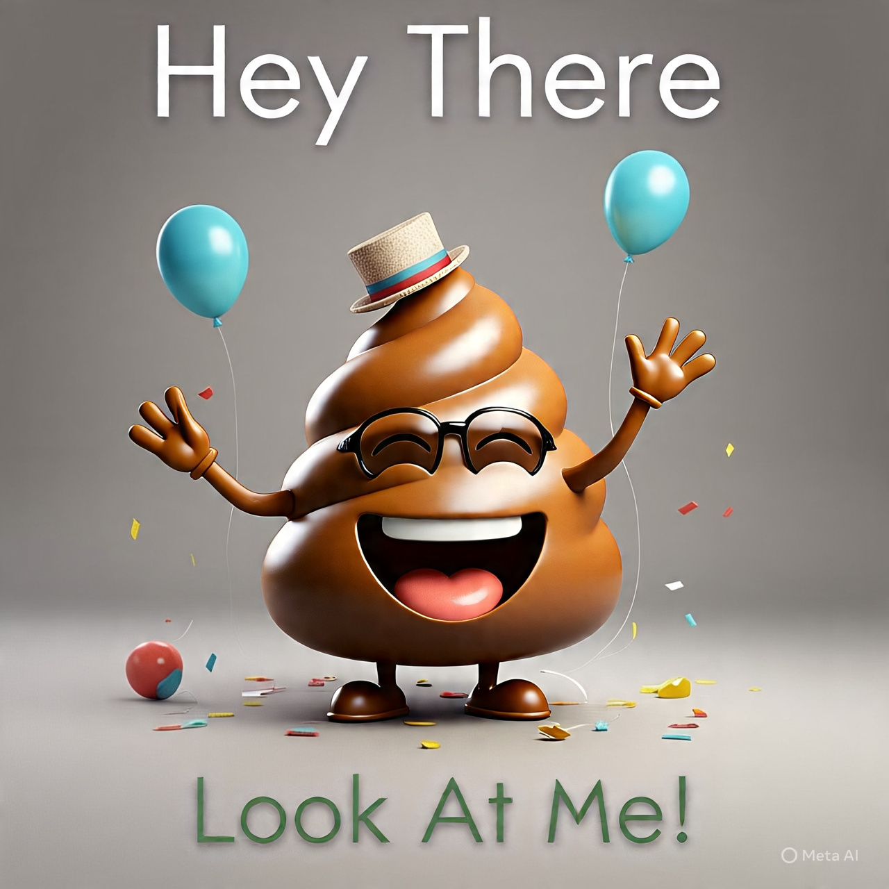 poop emoji looking to party