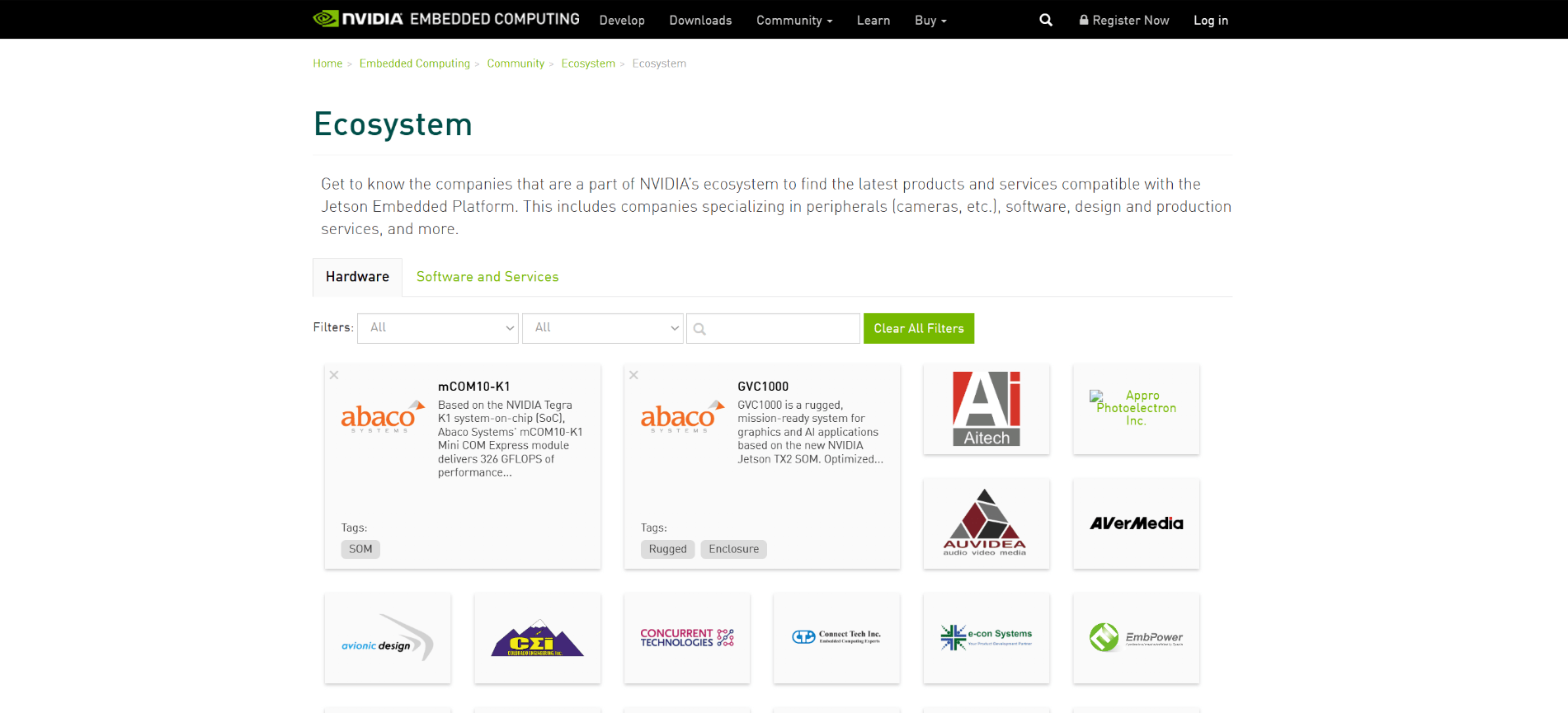 NVIDIA Developer Ecosystem Page