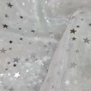 Organza Gasa Cristal Estrellas Blanco