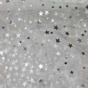 Organza Gasa Cristal Estrellas Blanco