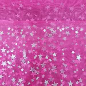 Organza Gasa Cristal Estrellas Fucsia