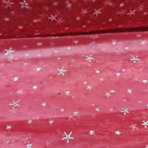 Organza Gasa Cristal Estrellas Rojo