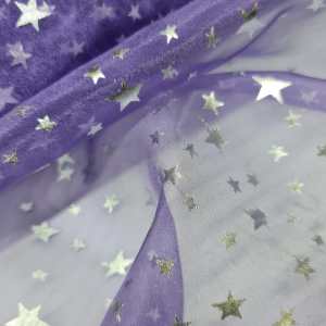 Organza Gasa Cristal Estrellas Violeta