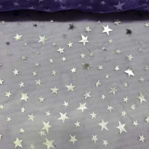 Organza Gasa Cristal Estrellas Violeta