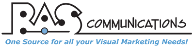 RAS Communications Logo. "One source for all your visual marketing needs!"
