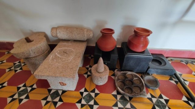 Kitchen equipment on display at the Chettinad Museum