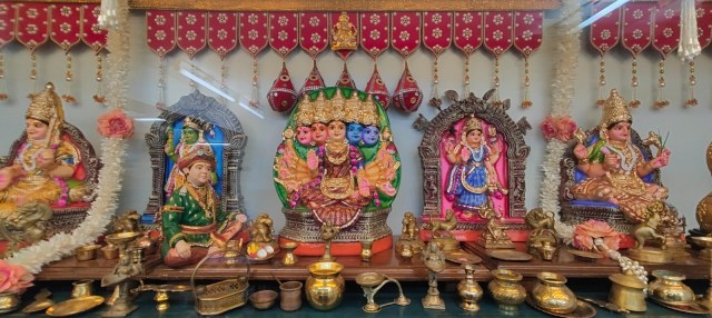 Dolls on display in Bombe Mane, Mysuru