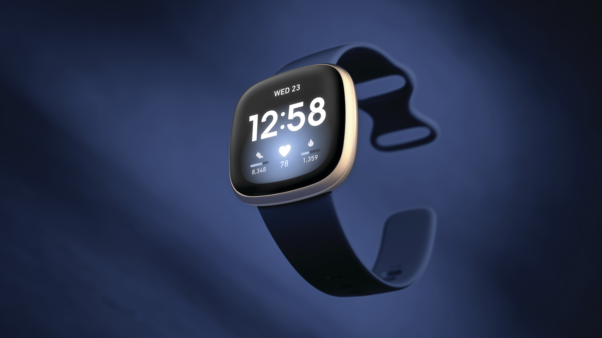 Product laydown photography for Fitbit Versa 3.